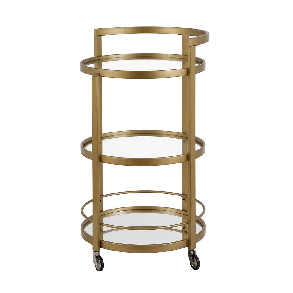 Hudson & Canal - Hause 21in Wide Round Bar Cart in Brass - BC0186 veiw 4