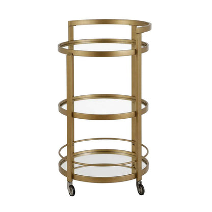 Hudson & Canal - Hause 21in Wide Round Bar Cart in Brass - BC0186 veiw 4