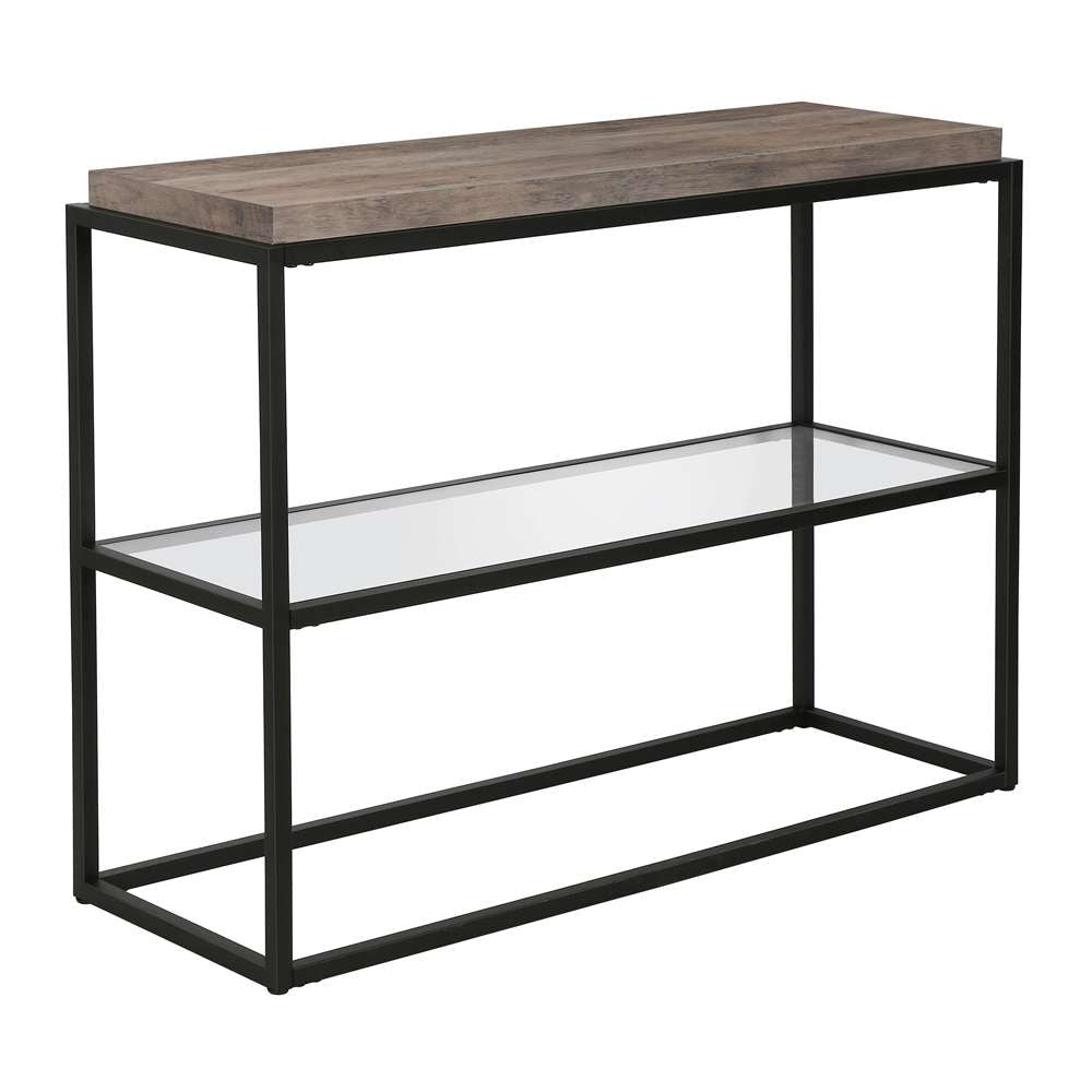 Hudson & Canal - Hector 42in Wide Rectangular Console Table in Blackened Bronze/Gray Oak - AT0560 veiw 1