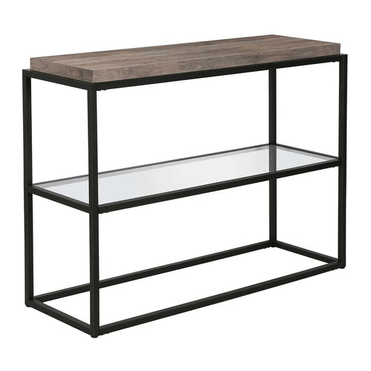 Hudson & Canal - Hector 42in Wide Rectangular Console Table in Blackened Bronze/Gray Oak - AT0560 veiw 1