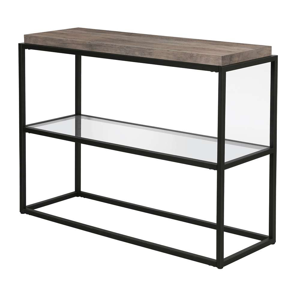 Hudson & Canal - Hector 42in Wide Rectangular Console Table in Blackened Bronze/Gray Oak - AT0560 veiw 4