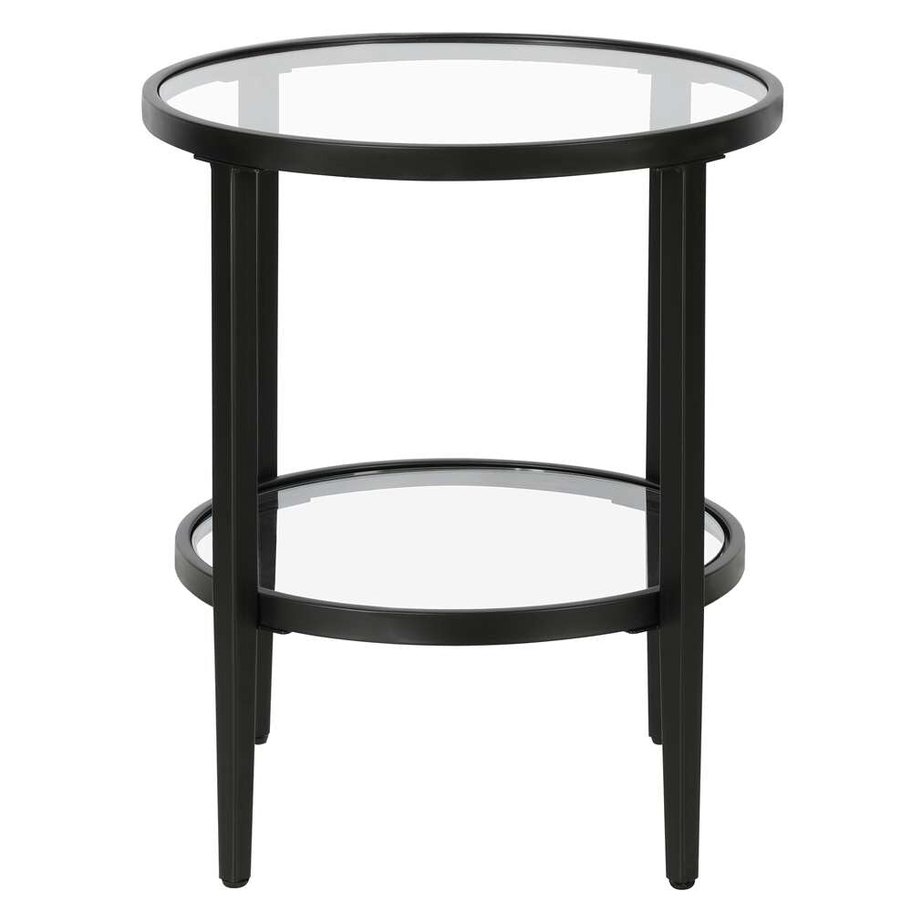 Hudson & Canal - Hera 20in Wide Round Side Table with Glass Shelf in Blackened Bronze - ST1626 veiw 3