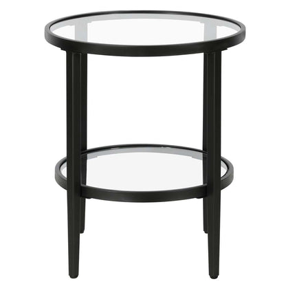 Hudson & Canal - Hera 20in Wide Round Side Table with Glass Shelf in Blackened Bronze - ST1626 veiw 3
