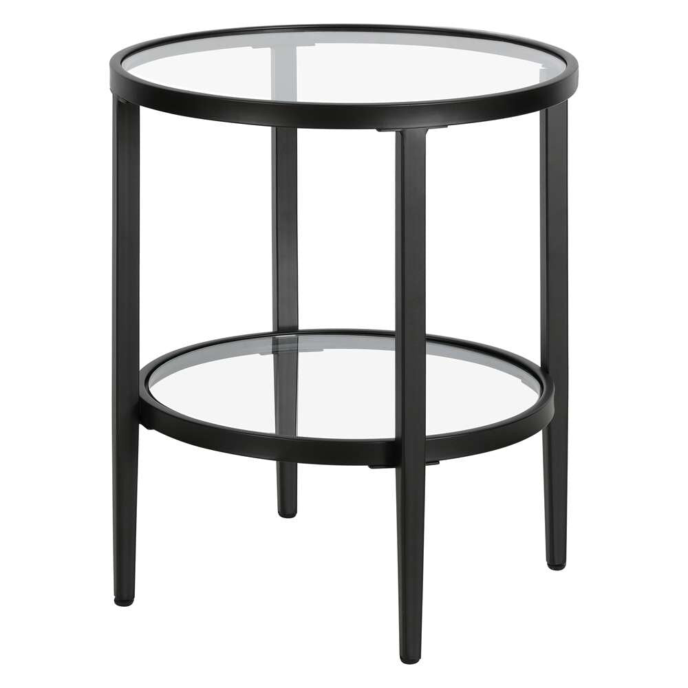 Hudson & Canal - Hera 20in Wide Round Side Table with Glass Shelf in Blackened Bronze - ST1626 veiw 4