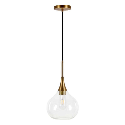 Hudson & Canal - Ida 9.5in Wide Pendant with Glass Shade in Brass/Clear - PD0621 veiw 1