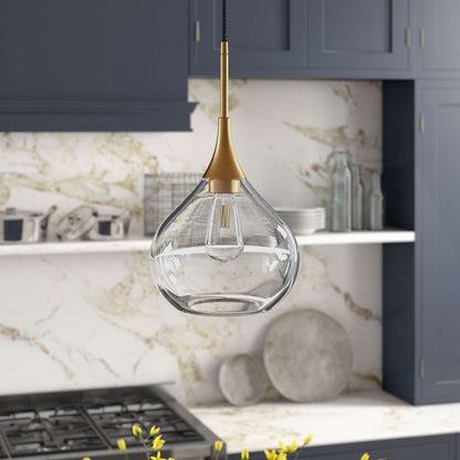 Hudson & Canal - Ida 9.5in Wide Pendant with Glass Shade in Brass/Clear - PD0621 veiw 2