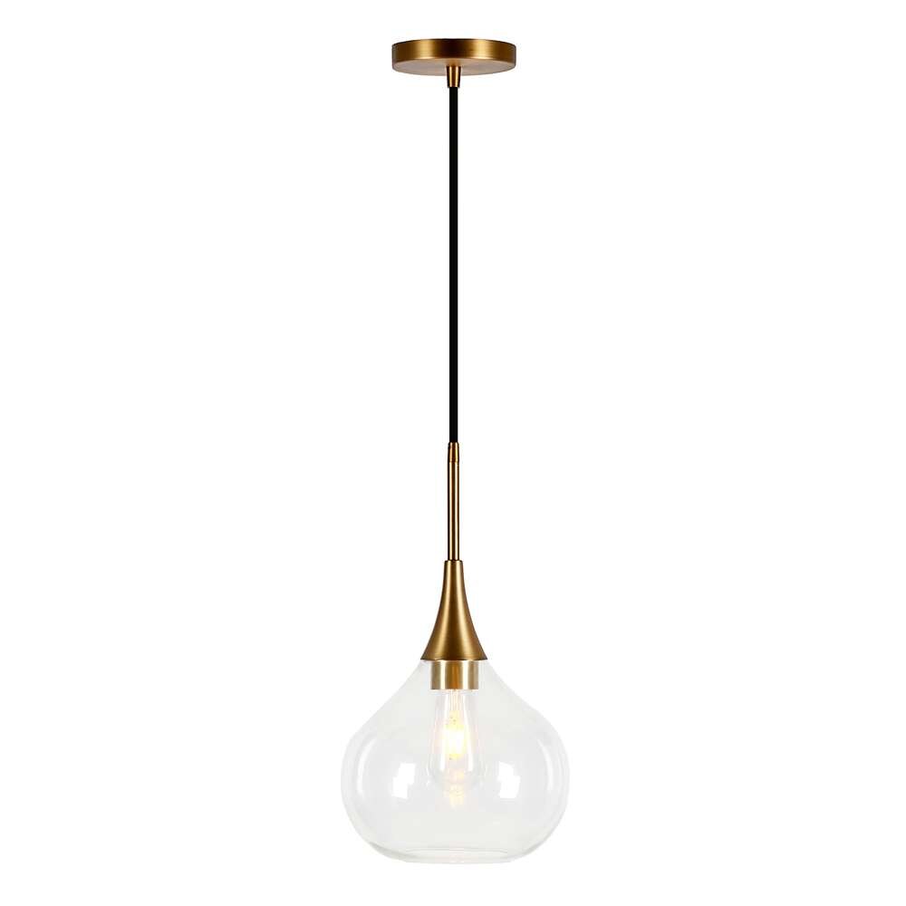 Hudson & Canal - Ida 9.5in Wide Pendant with Glass Shade in Brass/Clear - PD0621 veiw 3