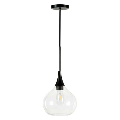 Hudson & Canal - Ida 9.5in Wide Pendant with Glass Shade in Matte Black/Clear - PD0622 veiw 1