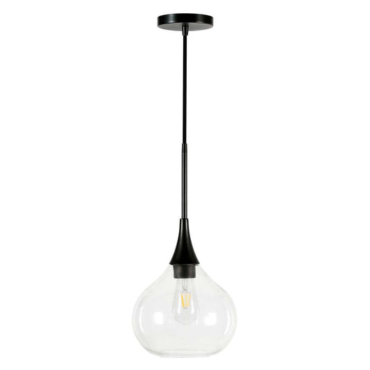 Hudson & Canal - Ida 9.5in Wide Pendant with Glass Shade in Matte Black/Clear - PD0622 veiw 1