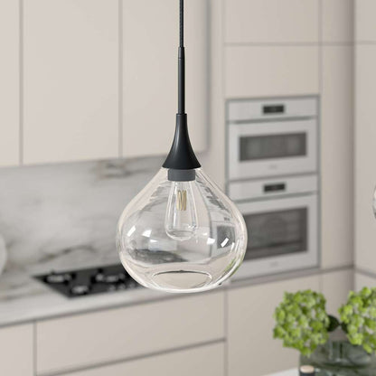 Hudson & Canal - Ida 9.5in Wide Pendant with Glass Shade in Matte Black/Clear - PD0622 veiw 2