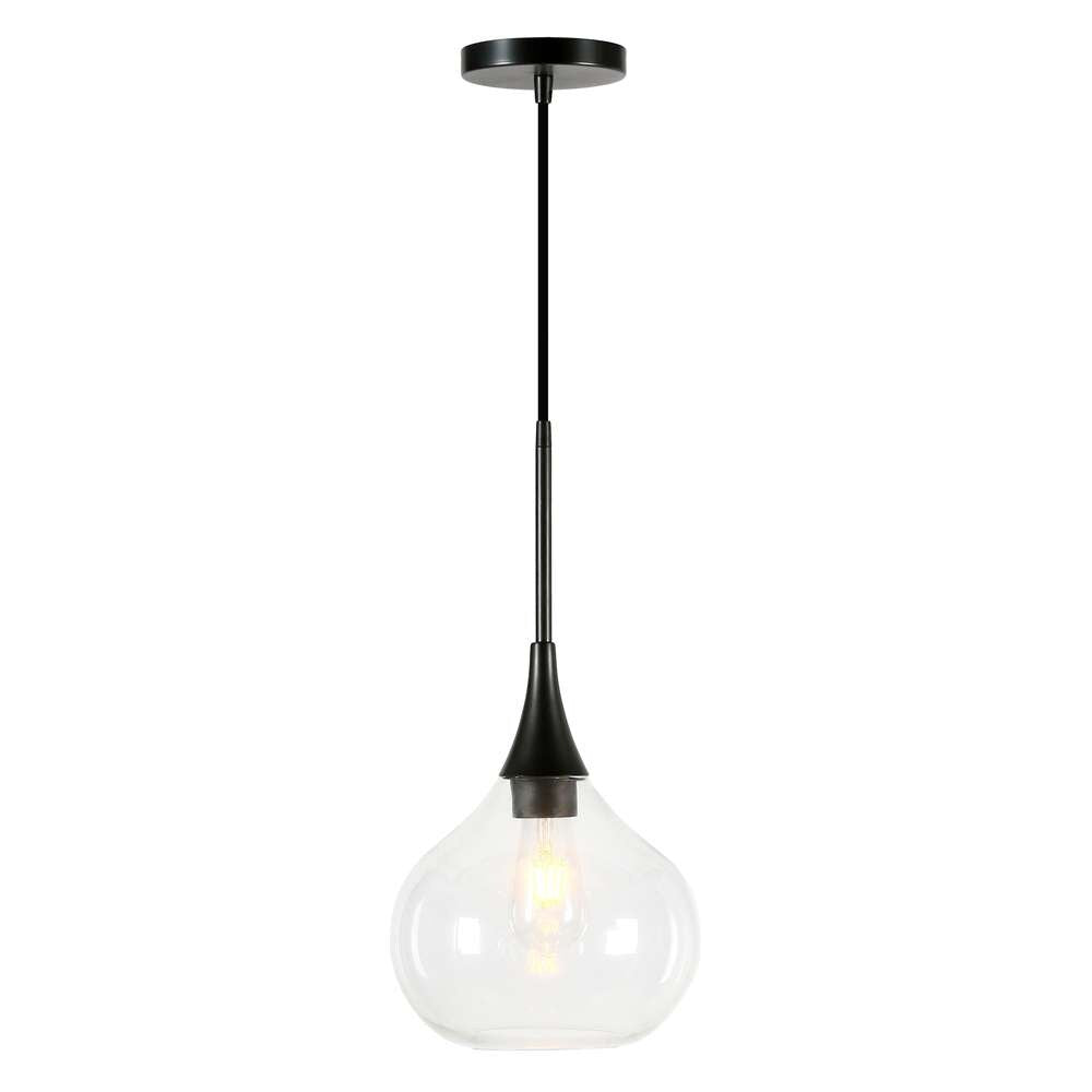 Hudson & Canal - Ida 9.5in Wide Pendant with Glass Shade in Matte Black/Clear - PD0622 veiw 3