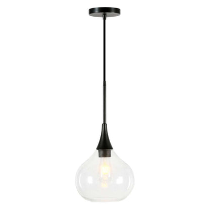 Hudson & Canal - Ida 9.5in Wide Pendant with Glass Shade in Matte Black/Clear - PD0622 veiw 3