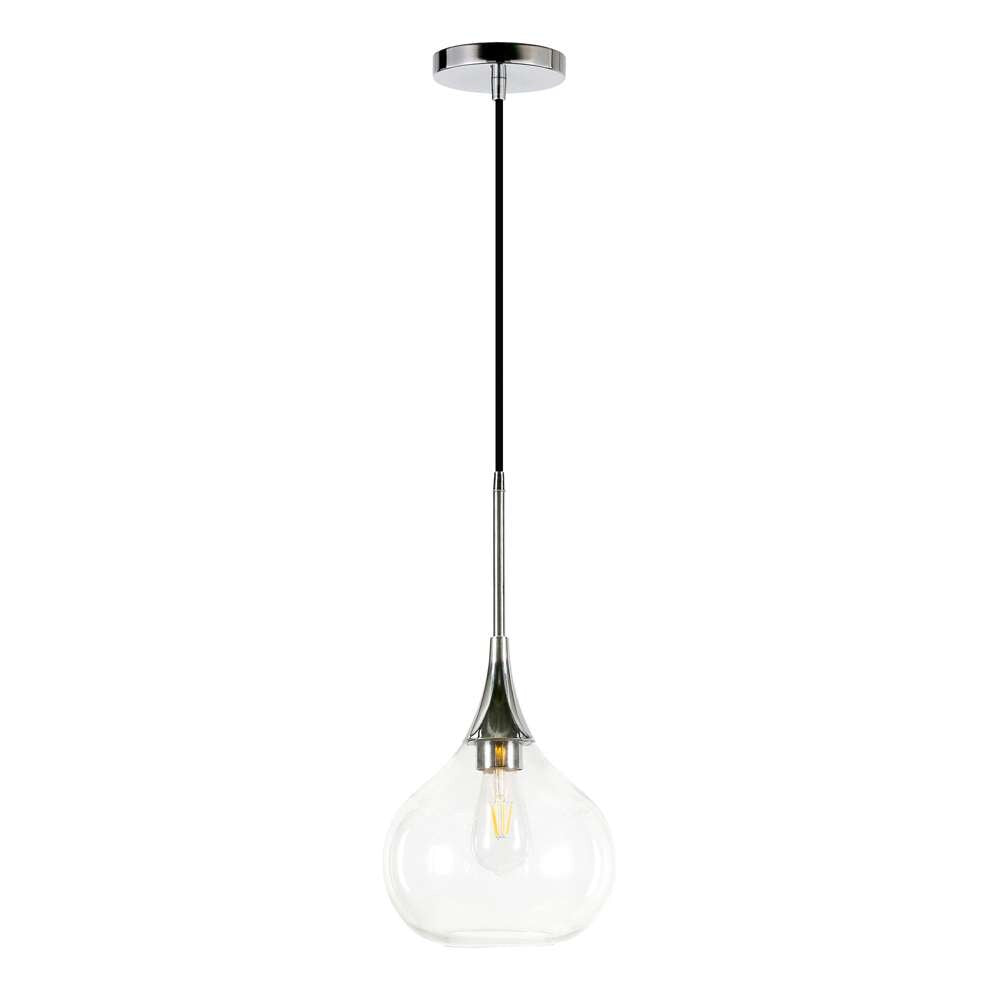 Hudson & Canal - Ida 9.5in Wide Pendant with Glass Shade in Polished Nickel/Clear - PD0623 veiw 1