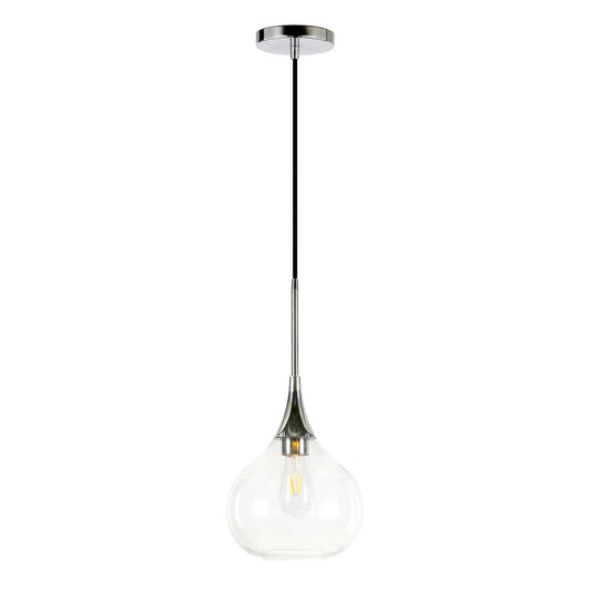 Hudson & Canal - Ida 9.5in Wide Pendant with Glass Shade in Polished Nickel/Clear - PD0623 veiw 1