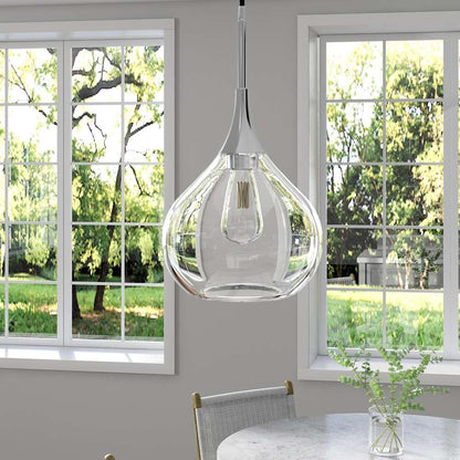 Hudson & Canal - Ida 9.5in Wide Pendant with Glass Shade in Polished Nickel/Clear - PD0623 veiw 2