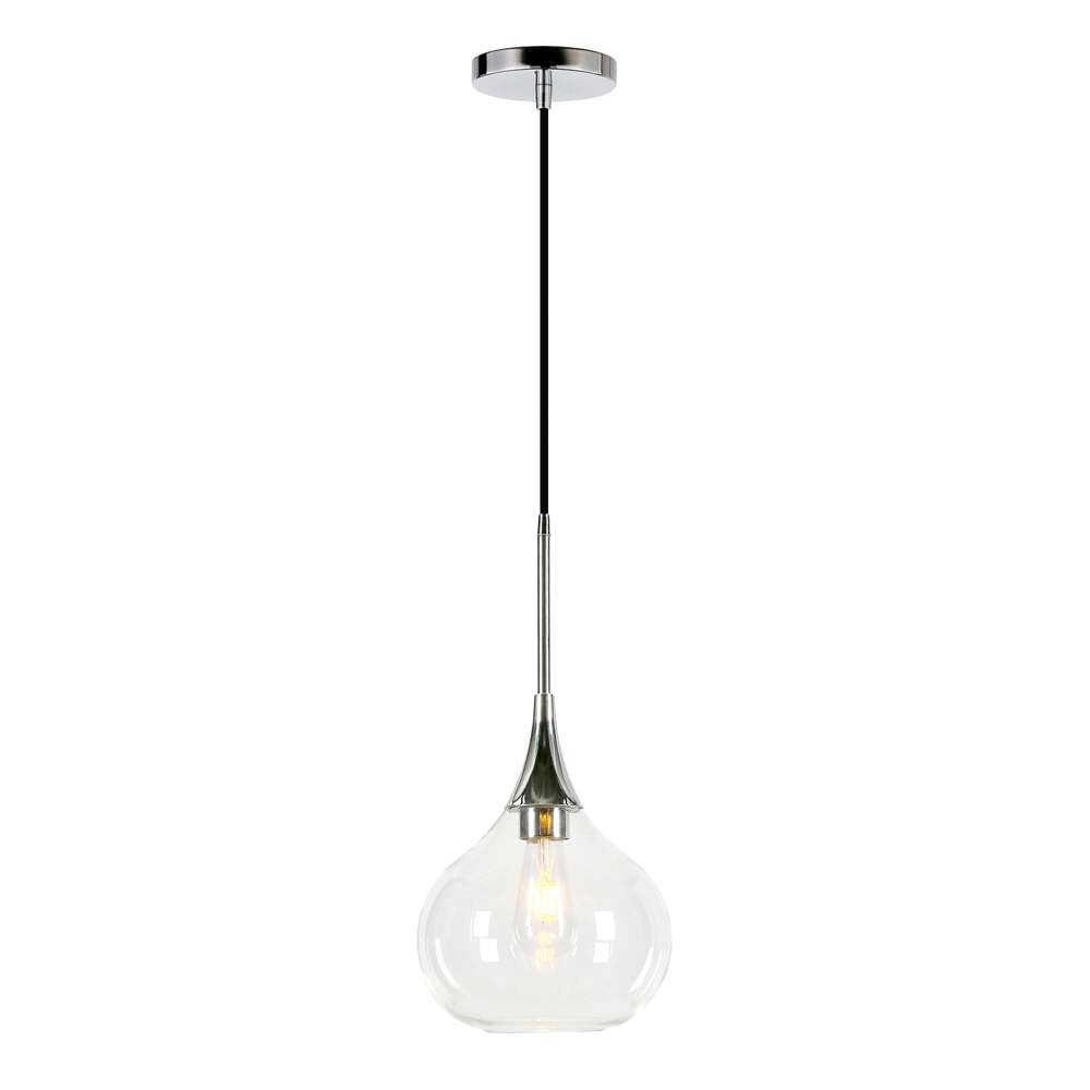 Hudson & Canal - Ida 9.5in Wide Pendant with Glass Shade in Polished Nickel/Clear - PD0623 veiw 3