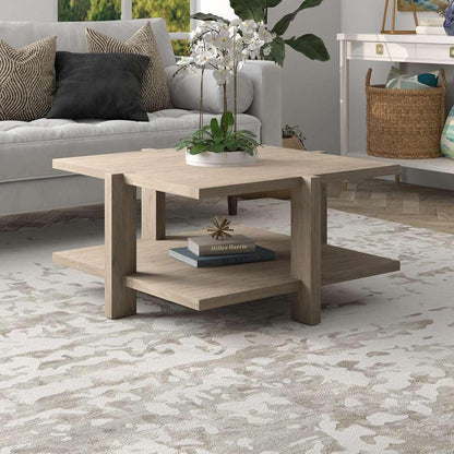 Hudson & Canal - Ingrid 35in Wide Square Coffee Table in Antiqued Gray Oak - CT1797 veiw 2