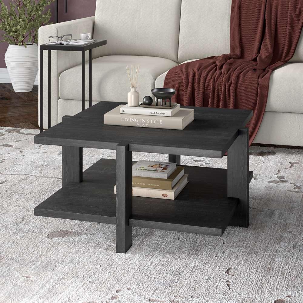 Hudson & Canal - Ingrid 35in Wide Square Coffee Table in Charcoal Gray - CT1798 veiw 2