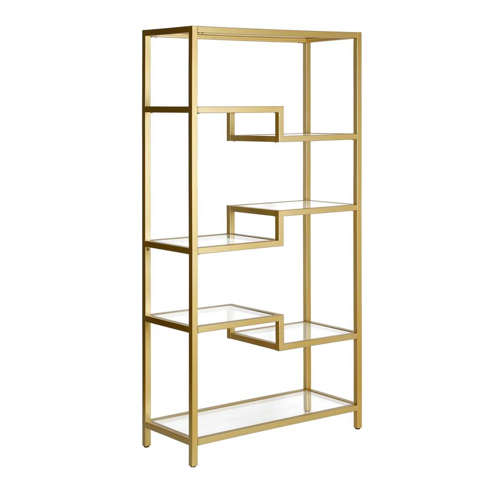 Hudson & Canal - Johann 68in Tall Rectangular Bookcase in Brass - BK0452 veiw 1