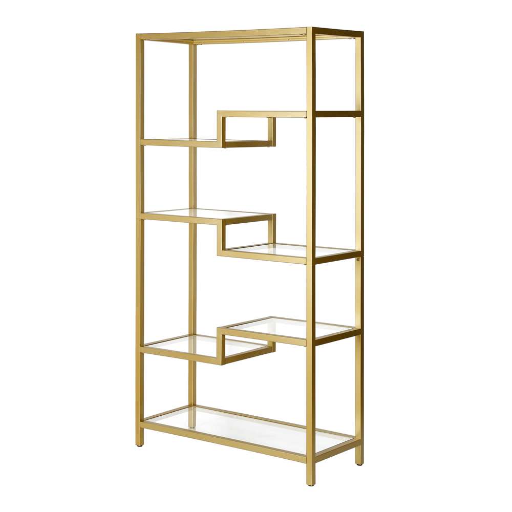 Hudson & Canal - Johann 68in Tall Rectangular Bookcase in Brass - BK0452 veiw 4