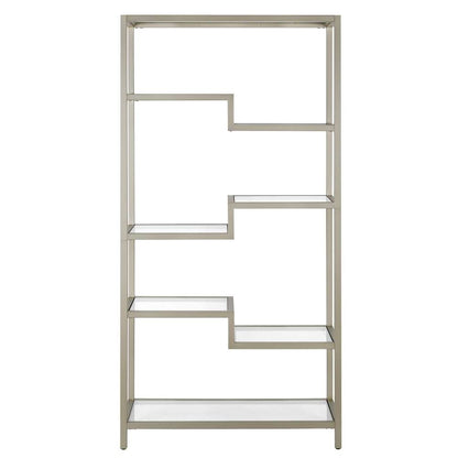 Hudson & Canal - Johann 68in Tall Rectangular Bookcase in Satin Nickel - BK0778 veiw 3