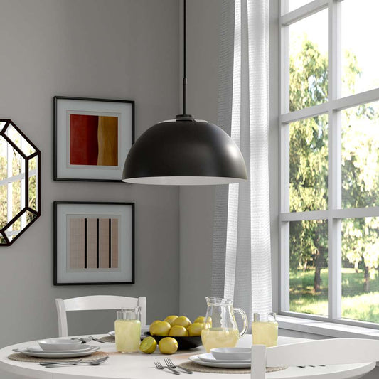 Hudson & Canal - Jordyn 16in Wide Pendant with Metal Shade in Matte Black - PD1656 veiw 2