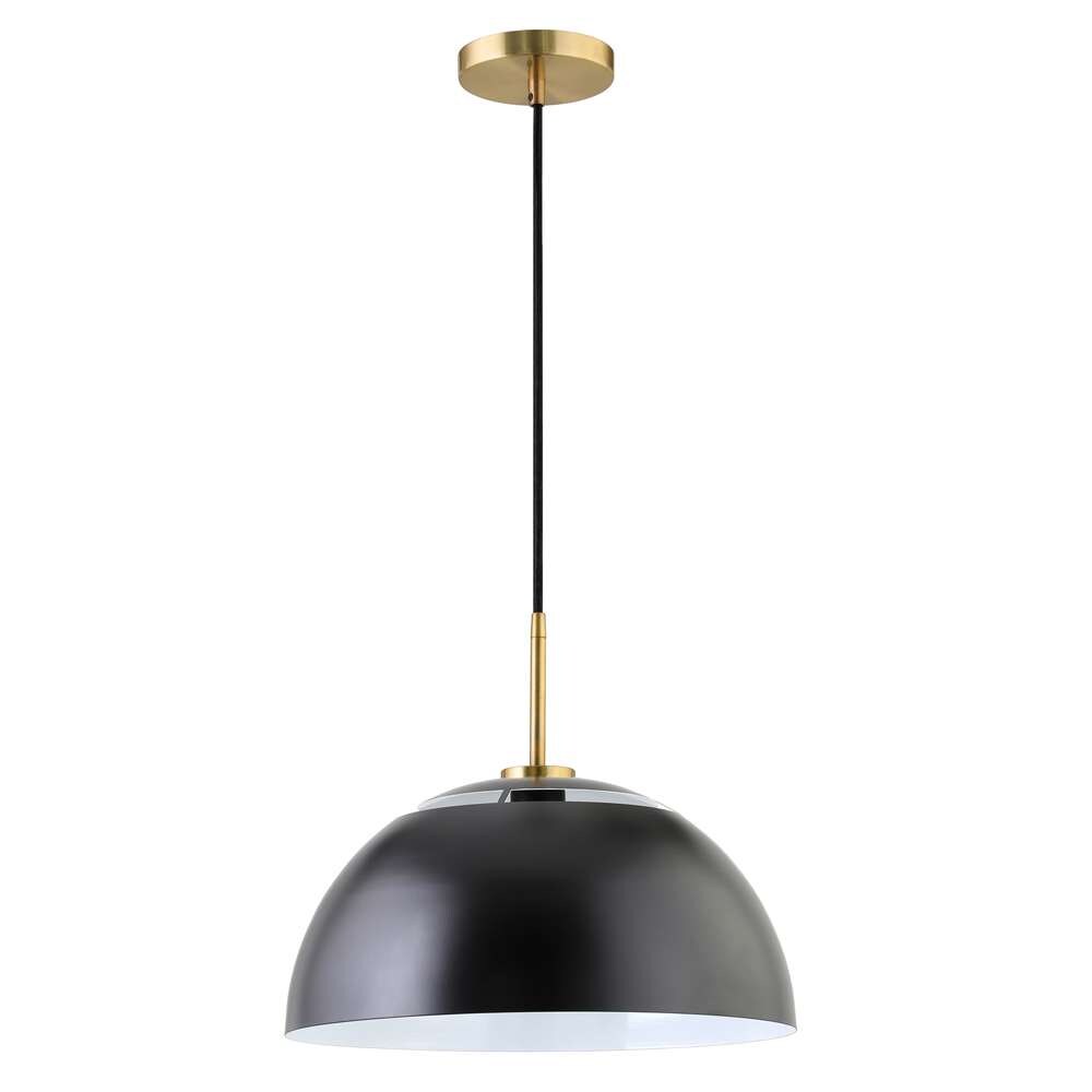 Hudson & Canal - Jordyn 16in Wide Pendant with Metal Shade in Matte Black/Brushed Brass - PD1657 veiw 1