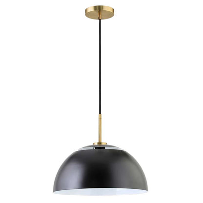 Hudson & Canal - Jordyn 16in Wide Pendant with Metal Shade in Matte Black/Brushed Brass - PD1657 veiw 1