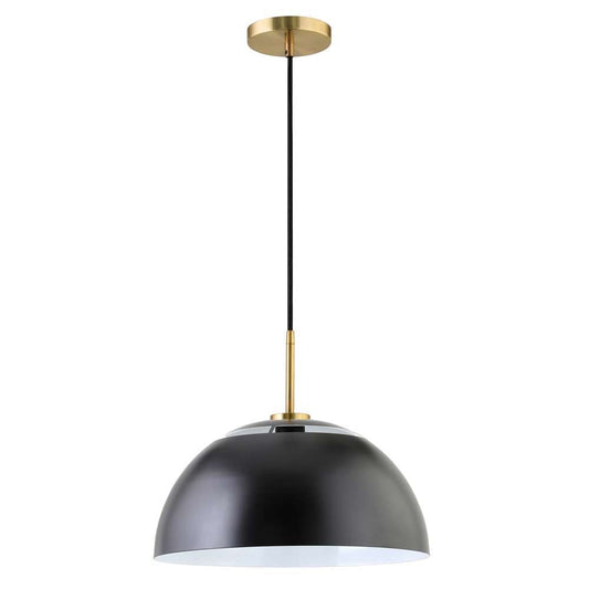 Hudson & Canal - Jordyn 16in Wide Pendant with Metal Shade in Matte Black/Brushed Brass - PD1657 veiw 1