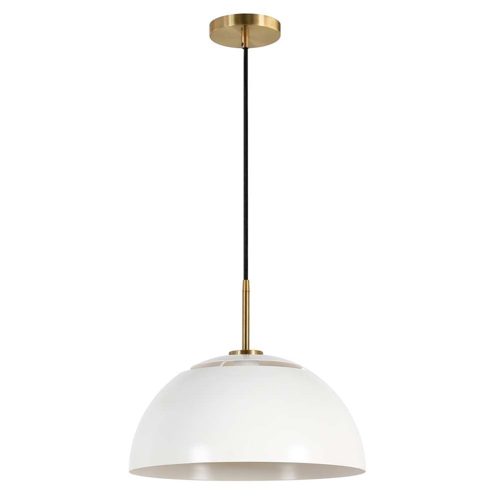 Hudson & Canal - Jordyn 16in Wide Pendant with Metal Shade in White/Brushed Brass - PD1655 veiw 1