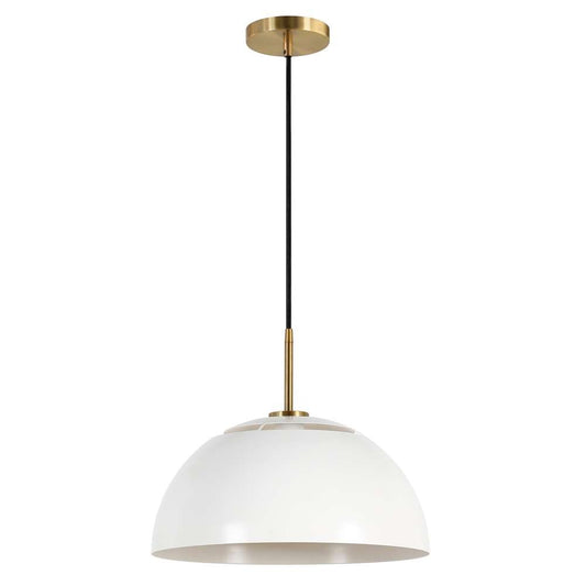 Hudson & Canal - Jordyn 16in Wide Pendant with Metal Shade in White/Brushed Brass - PD1655 veiw 1
