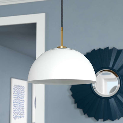 Hudson & Canal - Jordyn 16in Wide Pendant with Metal Shade in White/Brushed Brass - PD1655 veiw 2