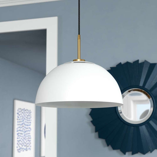 Hudson & Canal - Jordyn 16in Wide Pendant with Metal Shade in White/Brushed Brass - PD1655 veiw 2