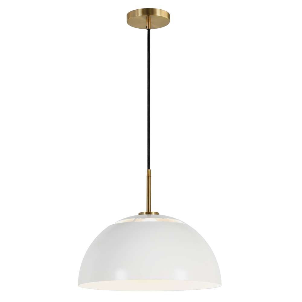 Hudson & Canal - Jordyn 16in Wide Pendant with Metal Shade in White/Brushed Brass - PD1655 veiw 3