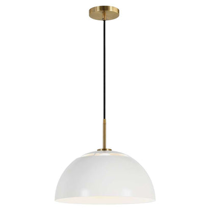 Hudson & Canal - Jordyn 16in Wide Pendant with Metal Shade in White/Brushed Brass - PD1655 veiw 3