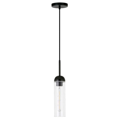 Hudson & Canal - Kagan 3.5in Wide Pendant with Glass Shade in Blackened Steel/Clear - PD0648 veiw 1