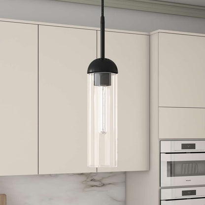 Hudson & Canal - Kagan 3.5in Wide Pendant with Glass Shade in Blackened Steel/Clear - PD0648 veiw 2