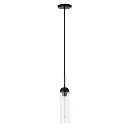 Hudson & Canal - Kagan 3.5in Wide Pendant with Glass Shade in Blackened Steel/Clear - PD0648 veiw 4