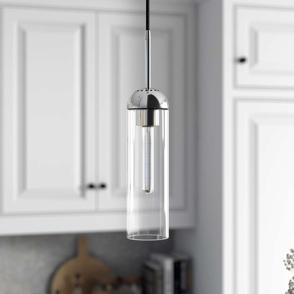 Hudson & Canal - Kagan 3.5in Wide Pendant with Glass Shade in Polished Nickel/Clear - PD0649 veiw 2
