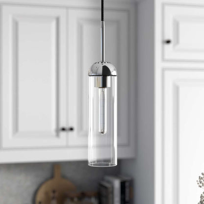 Hudson & Canal - Kagan 3.5in Wide Pendant with Glass Shade in Polished Nickel/Clear - PD0649 veiw 2