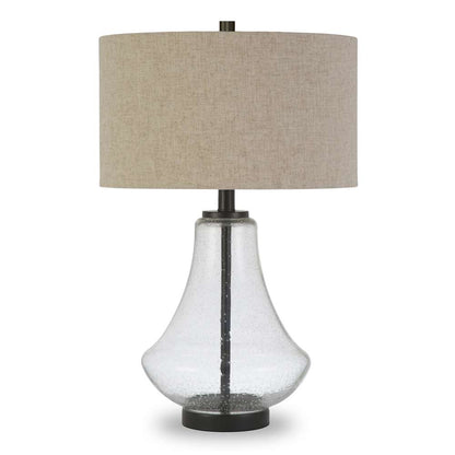 Hudson & Canal - Lagos 23in Tall Table Lamp with Fabric Shade in Seeded Glass/Blackened Bronze/Flax - TL0008 veiw 1