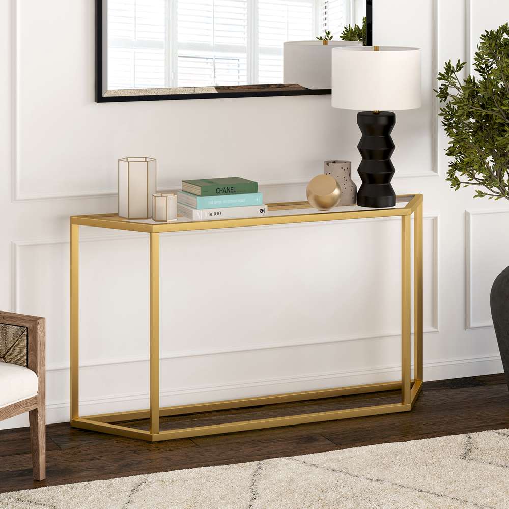 Hudson & Canal - Levi 55in Wide Trapezoid Console Table in Brass - AT0989 veiw 2
