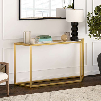 Hudson & Canal - Levi 55in Wide Trapezoid Console Table in Brass - AT0989 veiw 2