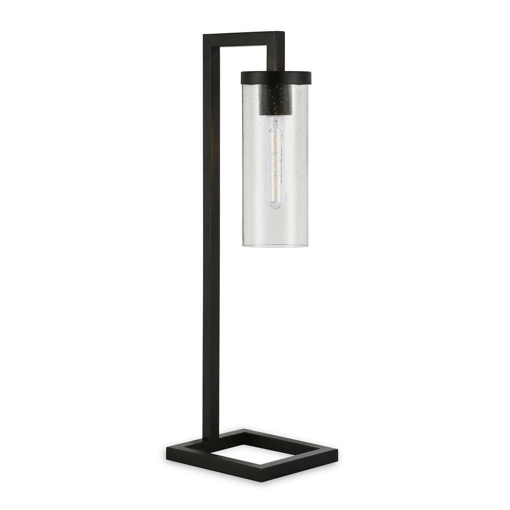 Hudson & Canal - Malva 26in Tall Table Lamp with Glass Shade in Blackened Bronze/Seeded - TL0137 veiw 1