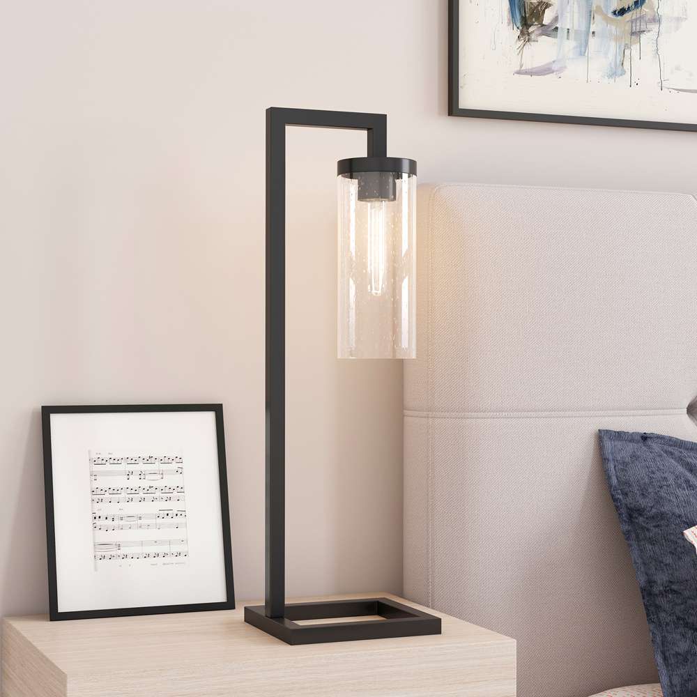 Hudson & Canal - Malva 26in Tall Table Lamp with Glass Shade in Blackened Bronze/Seeded - TL0137 veiw 2
