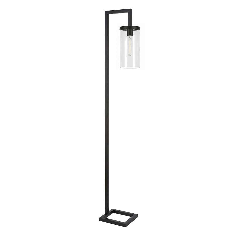 Hudson & Canal - Malva 67.75in Tall Floor Lamp with Glass Shade in Blackened Bronze/Clear - FL0419 veiw 1