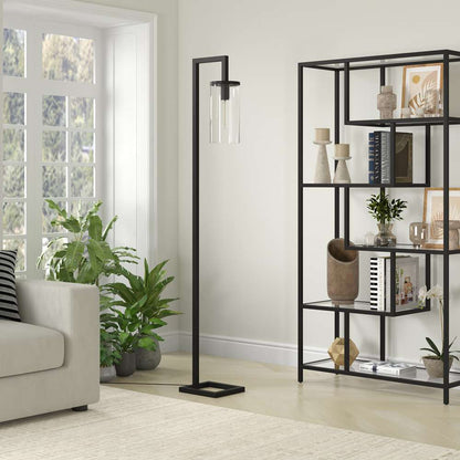 Hudson & Canal - Malva 67.75in Tall Floor Lamp with Glass Shade in Blackened Bronze/Clear - FL0419 veiw 2