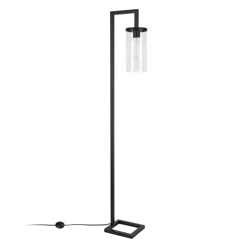 Hudson & Canal - Malva 67.75in Tall Floor Lamp with Glass Shade in Blackened Bronze/Clear - FL0419 veiw 3