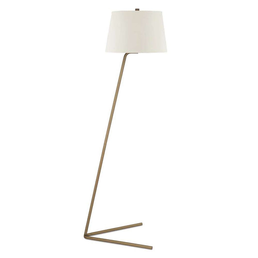 Hudson & Canal - Markos Tilted Floor Lamp with Fabric Shade in Brass/White - FL0010 veiw 1