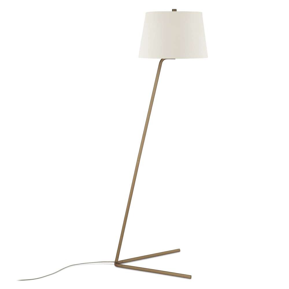 Hudson & Canal - Markos Tilted Floor Lamp with Fabric Shade in Brass/White - FL0010 veiw 3